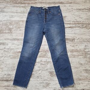 Madewell High Rise Skinny Crop Size 26 Petite Frayed Blue Denim